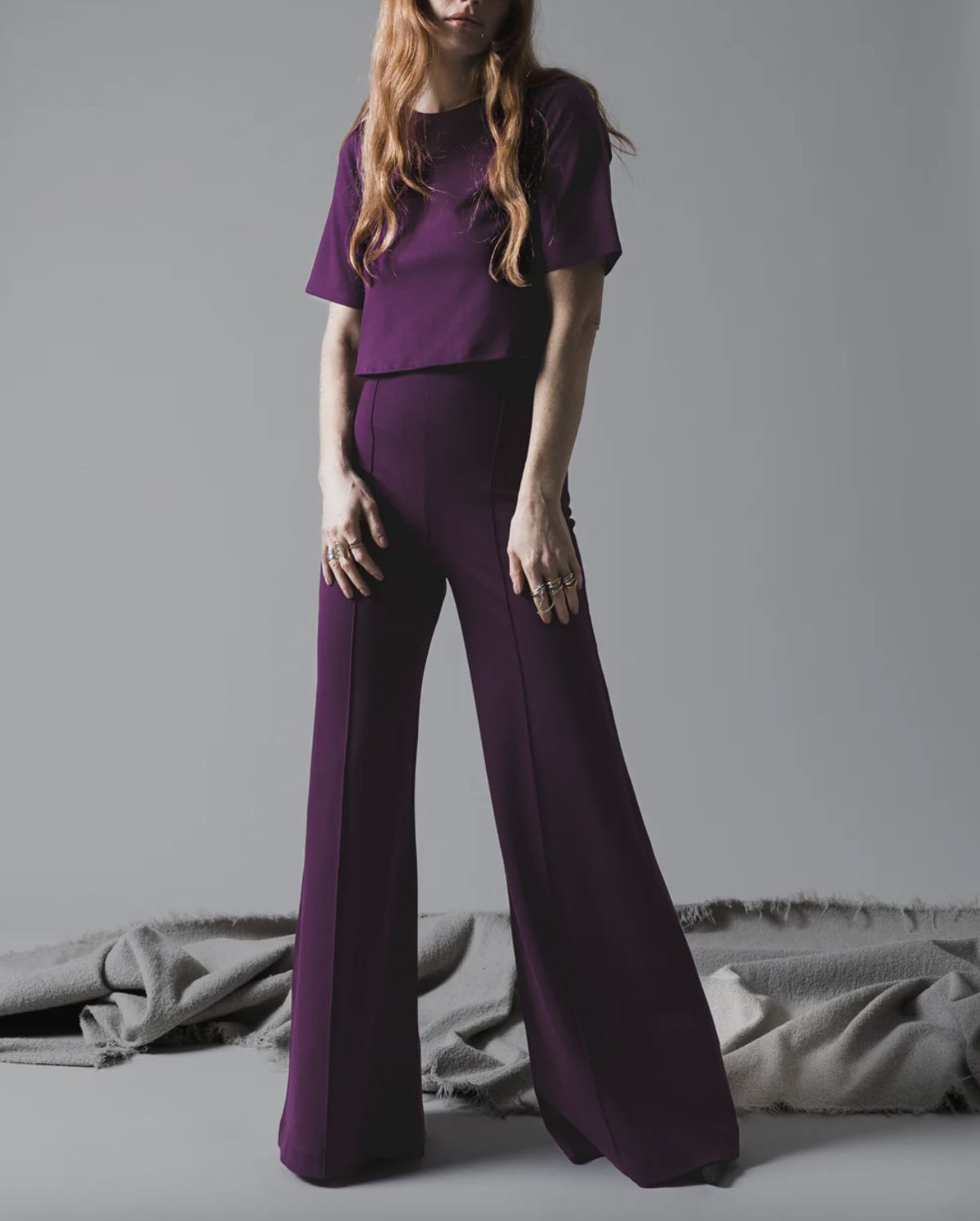 Ripley Rader Ponte Knit Wide Pant in Plum