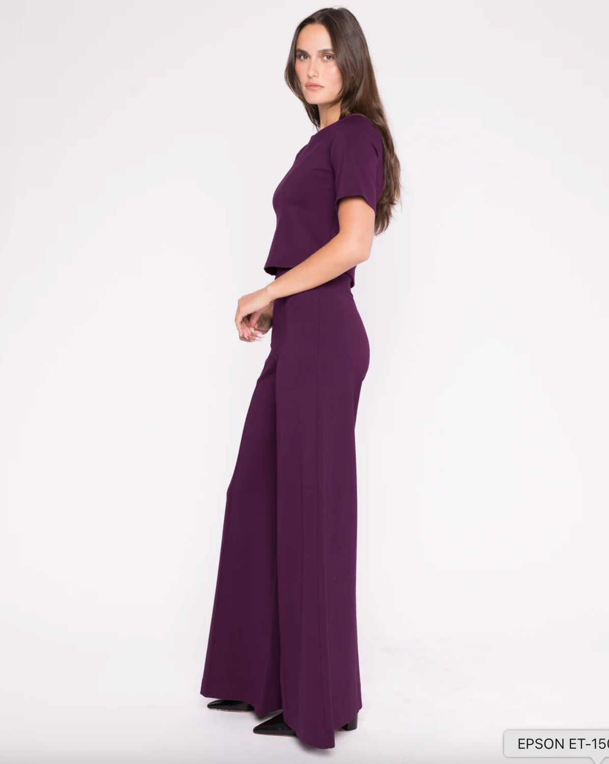 Ripley Rader Ponte Knit Wide Pant in Plum