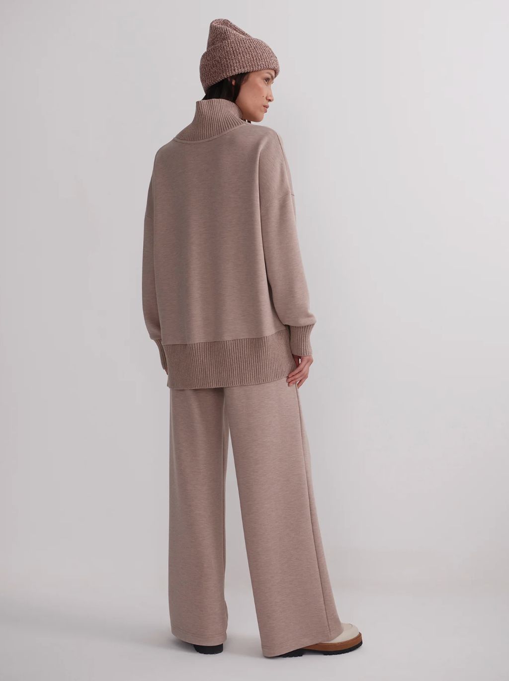 Varley Barker High Neck Sweatshirt in Taupe Marl
