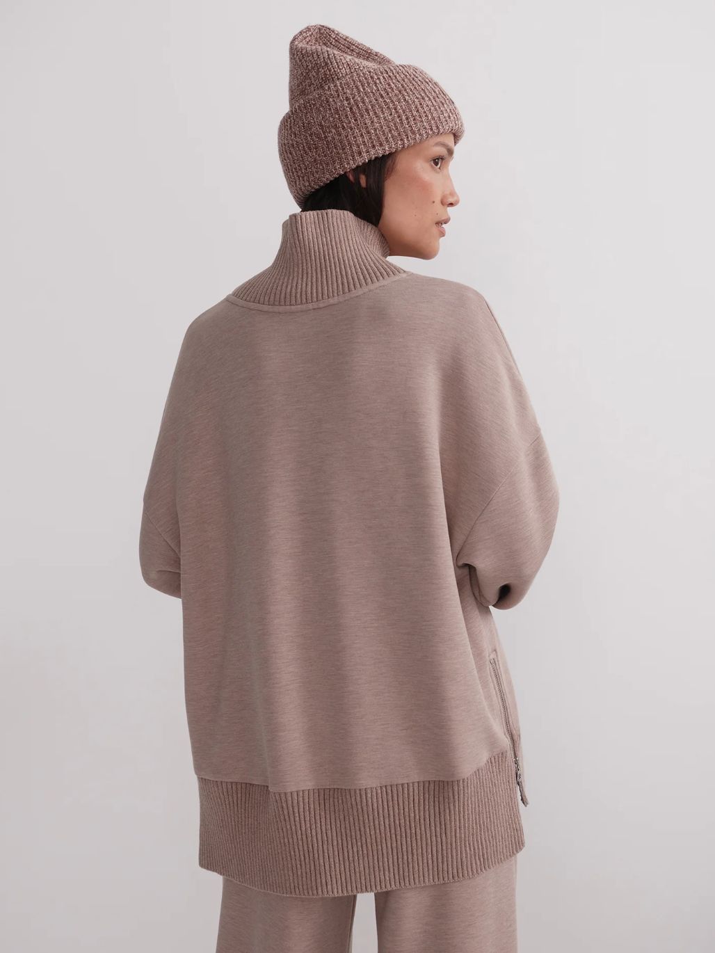 Varley Barker High Neck Sweatshirt in Taupe Marl