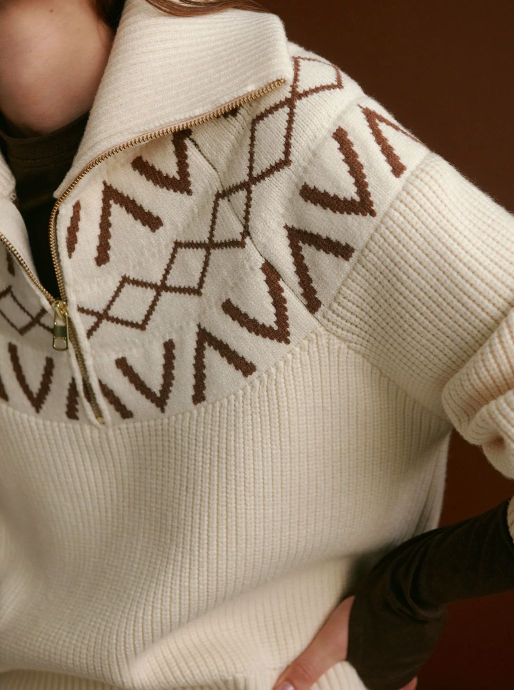 Varley Sigrid Fairisle Half-Zip Knit Sweater