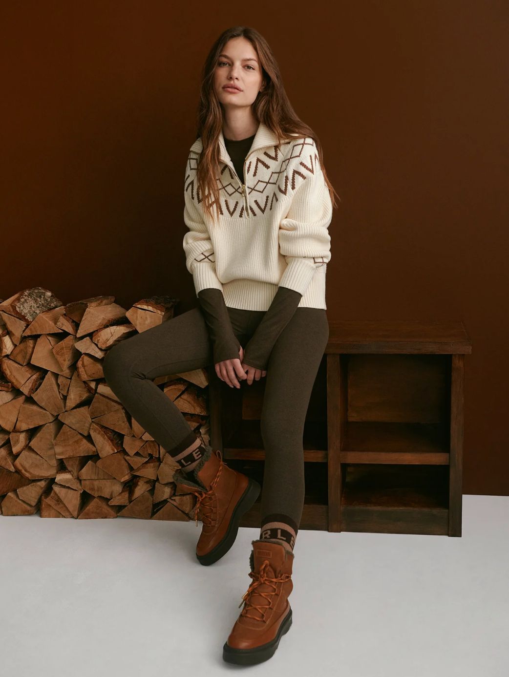 Varley Sigrid Fairisle Half-Zip Knit Sweater
