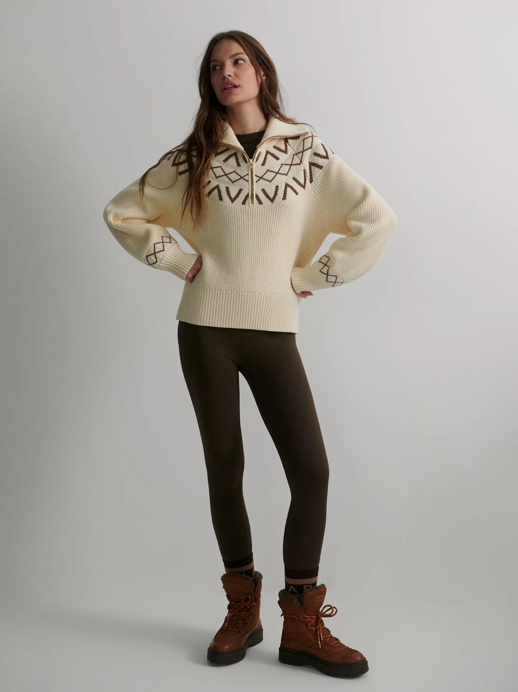 Varley Sigrid Fairisle Half-Zip Knit Sweater