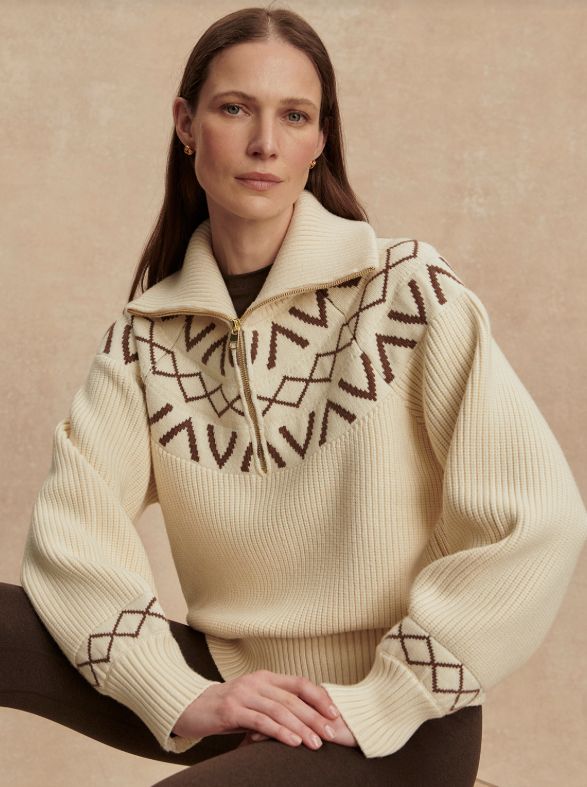 Varley Sigrid Fairisle Half-Zip Knit Sweater
