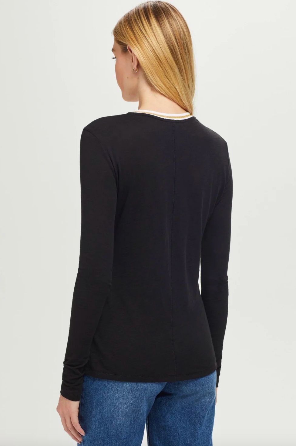 Goldie Long Sleeve Gold Tipped Ringer Tee