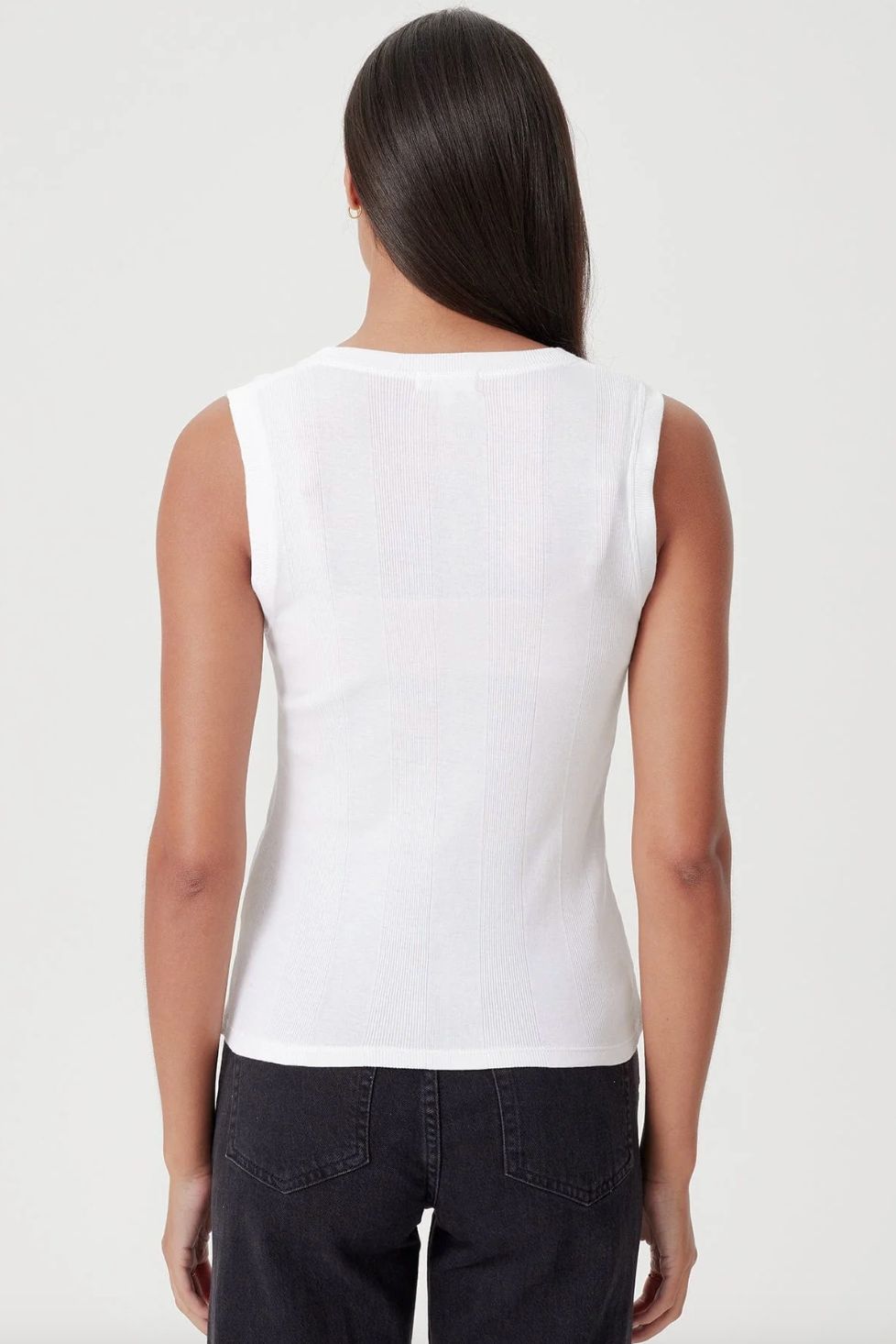 Goldie Cotton Rib V-Neck Tank with Buttons