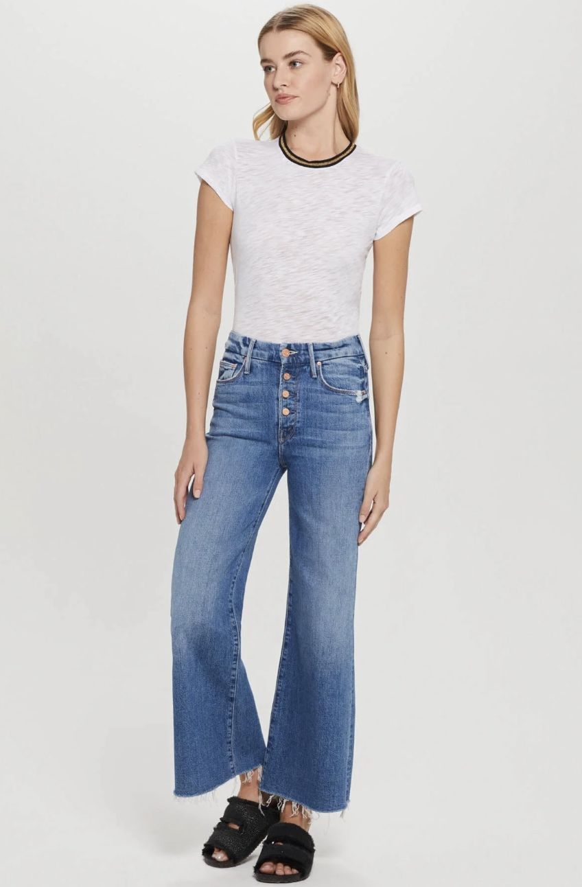 Goldie Short Sleeve Gold Tipped Ringer in White