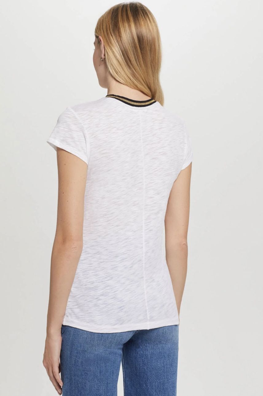 Goldie Short Sleeve Gold Tipped Ringer in White
