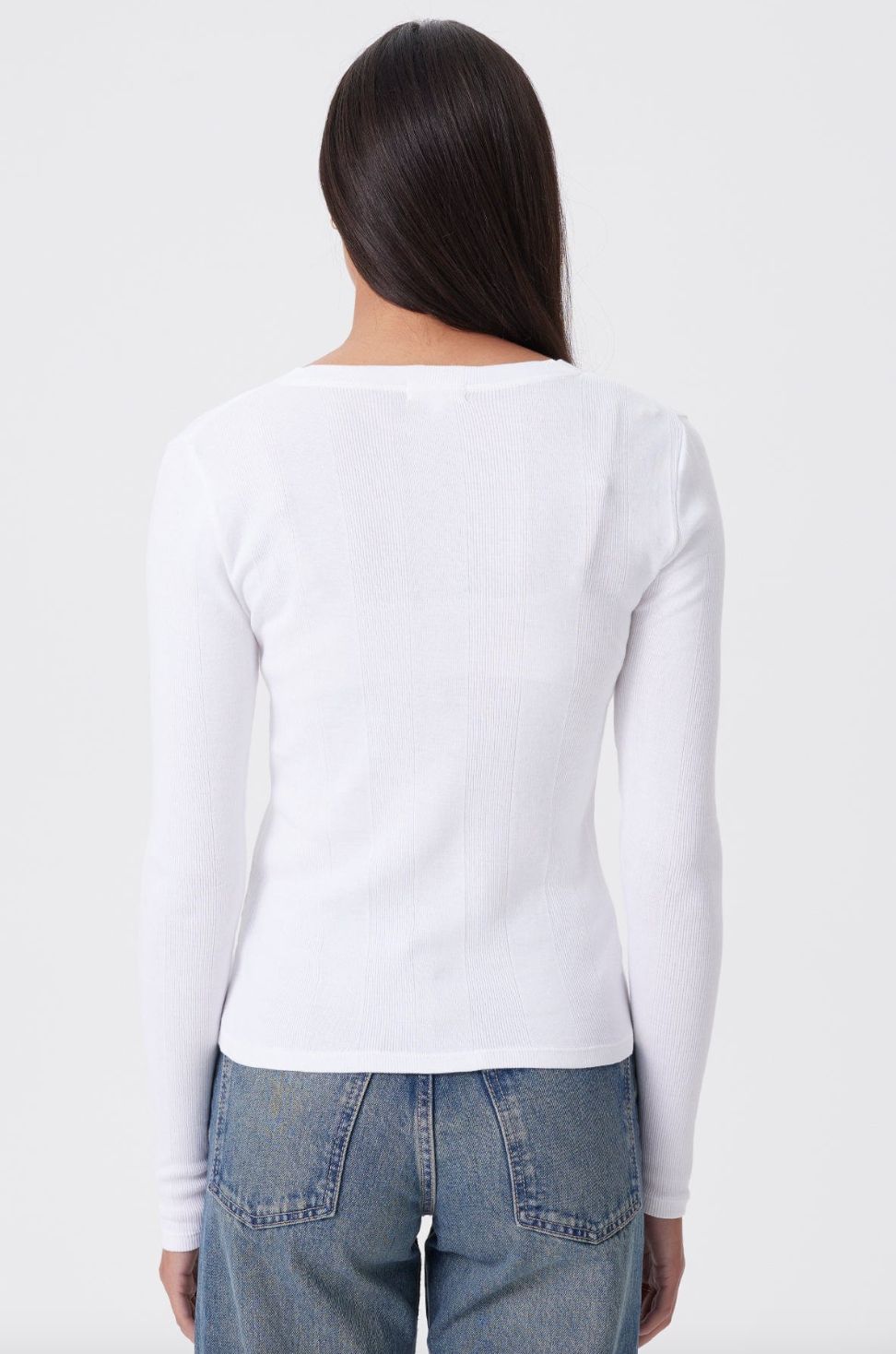Goldie Long Sleeve Cotton Rib V-Neck with Buttons