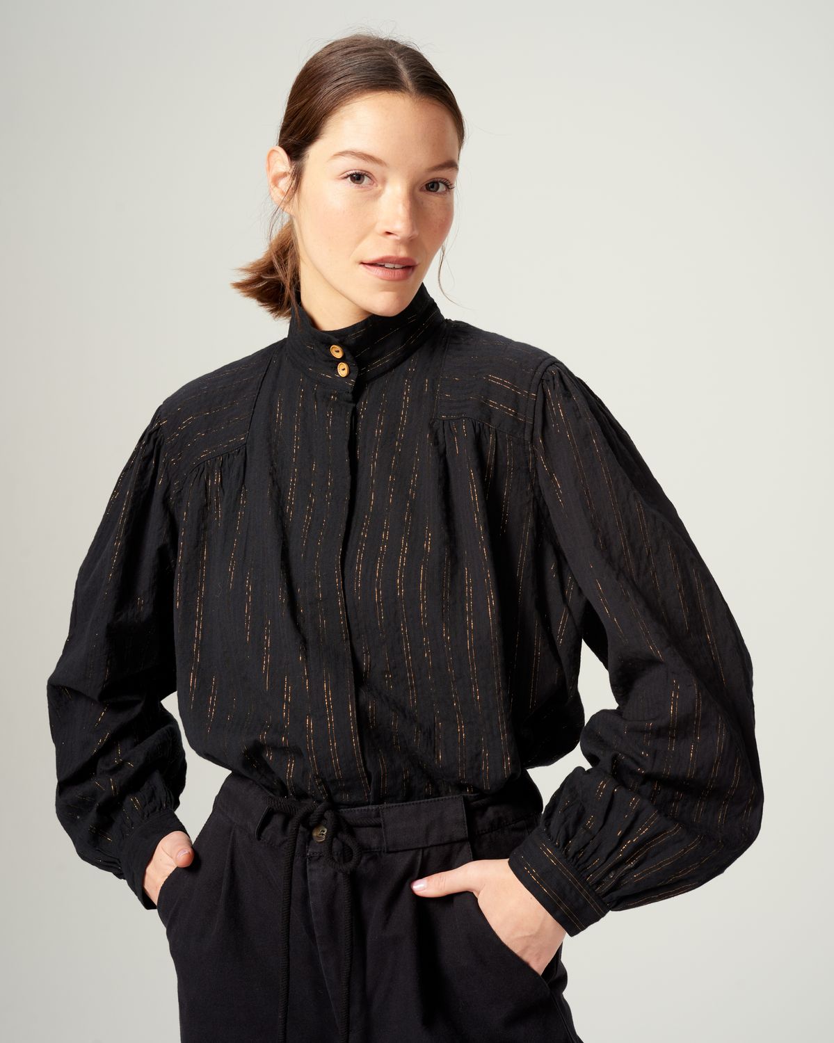 Leon &amp; Harper Chana Striped Lurex Blouse