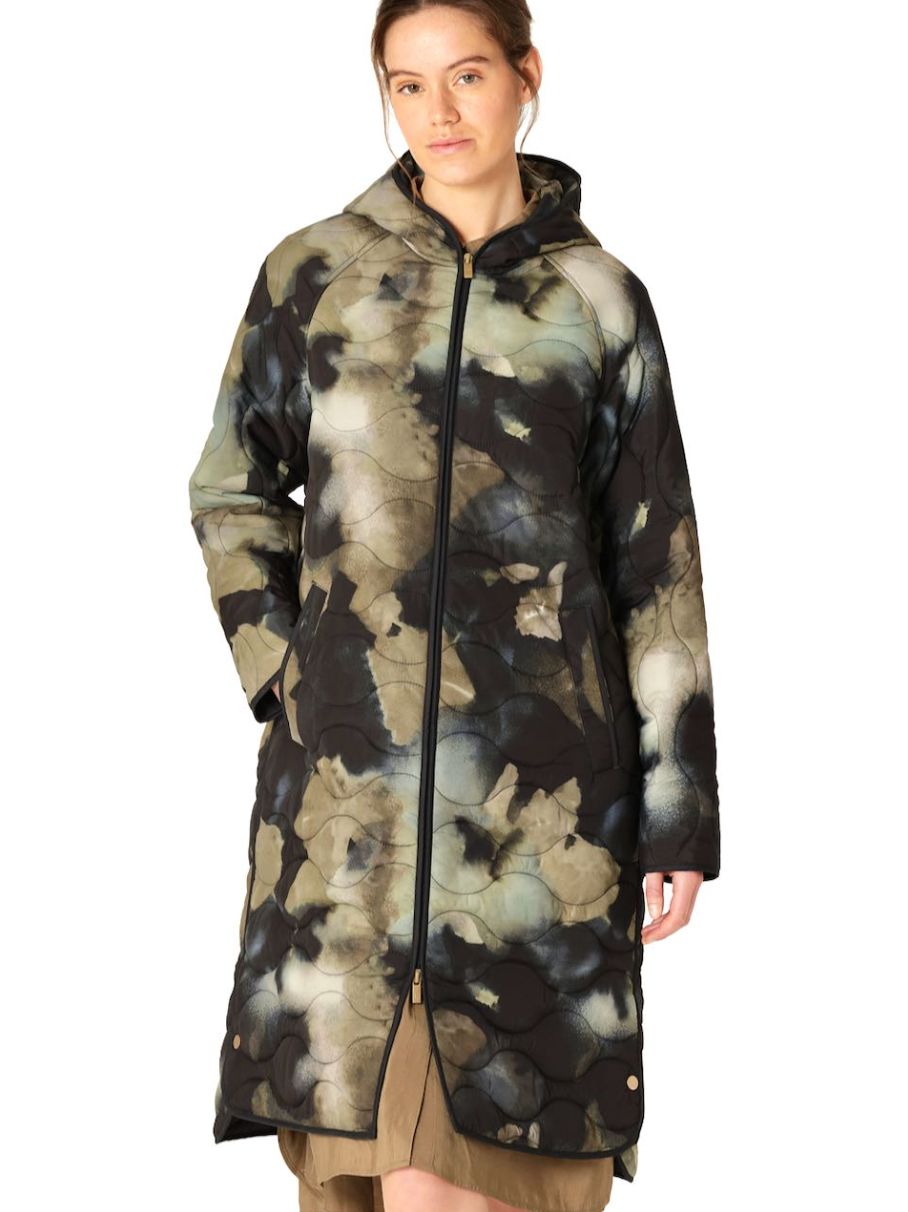 Ilse Jacobsen Quilted Coat in Moss Print