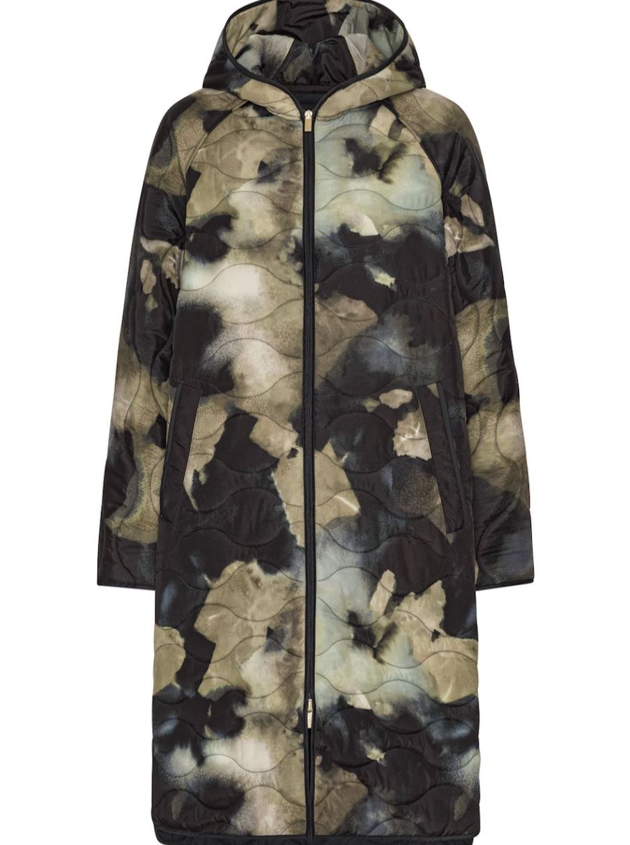 Ilse Jacobsen Quilted Coat in Moss Print