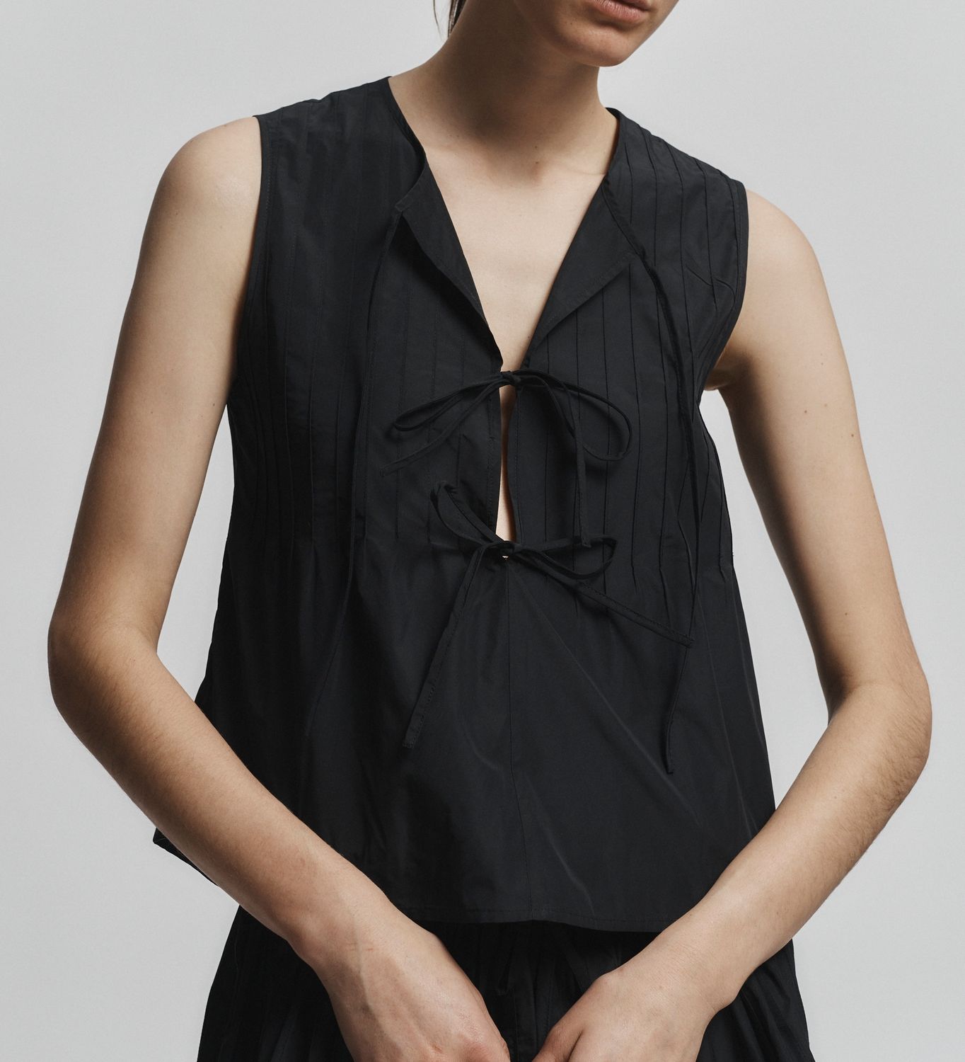 Saint Art Nina Tie Front Top, Color: Black, Size: XS