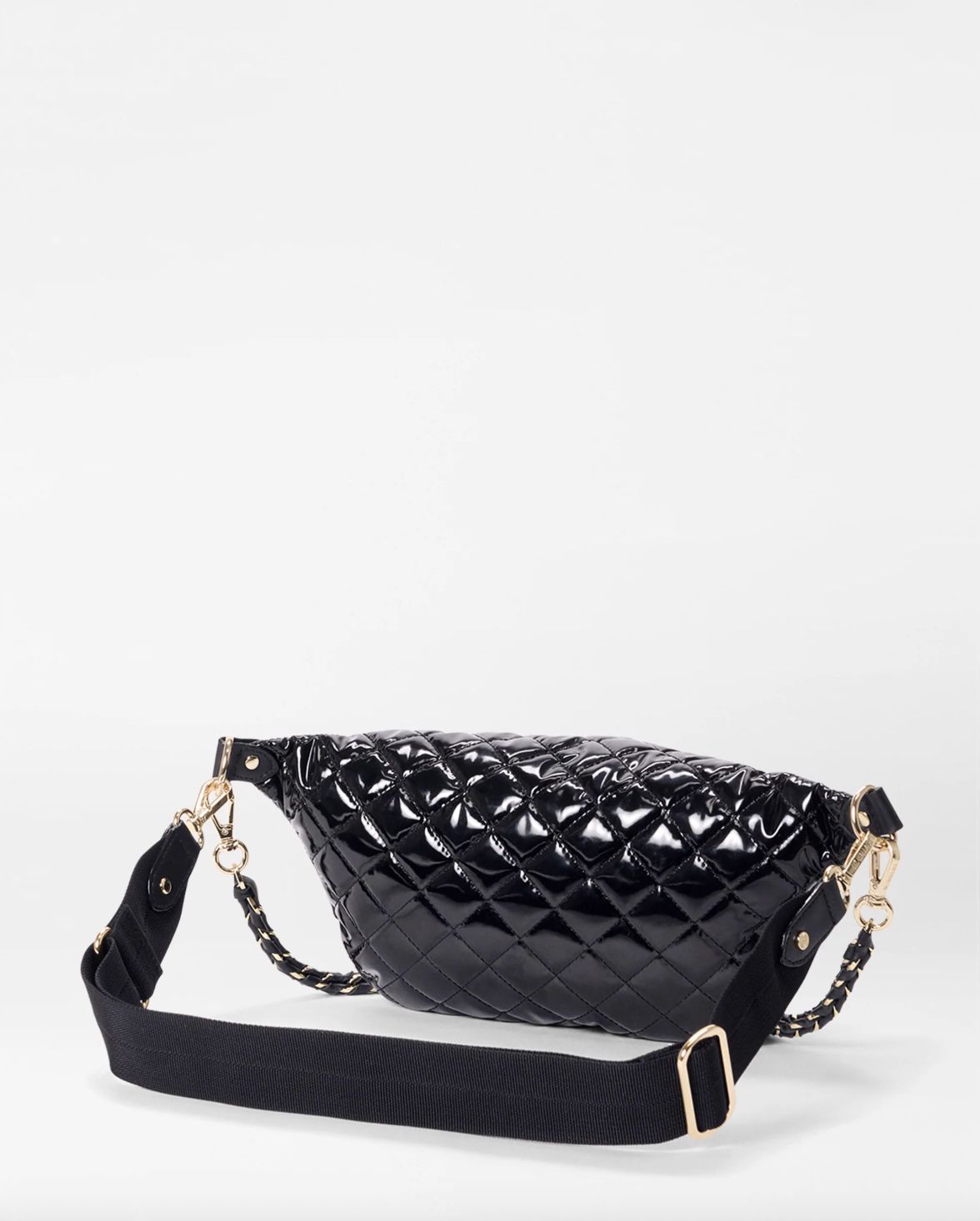 MZ Wallace Small Crosby Crossbody Sling in Black Lacquer