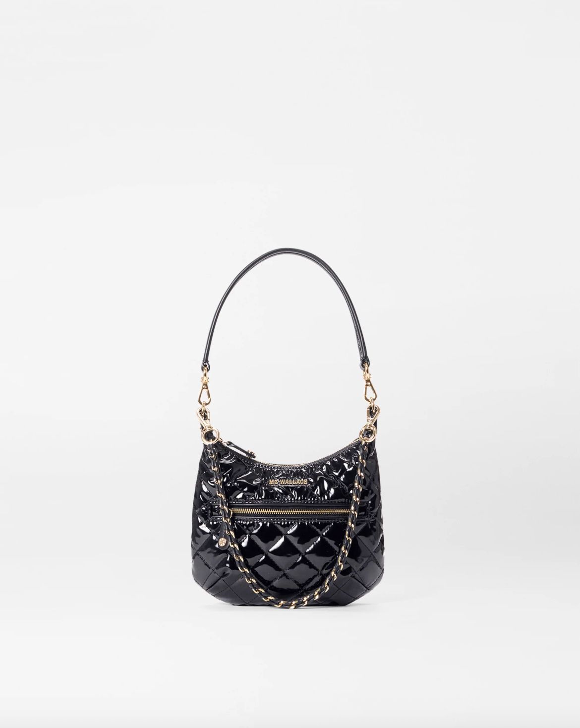 MZ Wallace Mini Crosby in Sienna in Black Lacquer