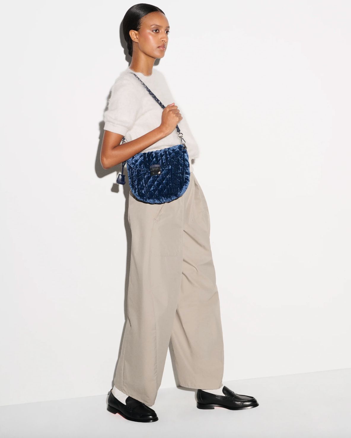 MZ Wallace Crosby Lock Saddle Bag in Midnight Velvet
