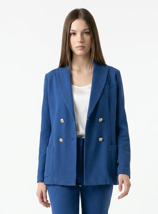 Circolo Double Breasted Garment Dyed Oxford Blazer+.