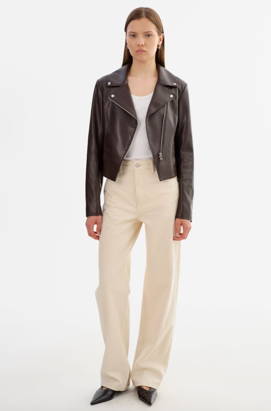 Lamarque Pascale Vegan Moto in Dark Brown