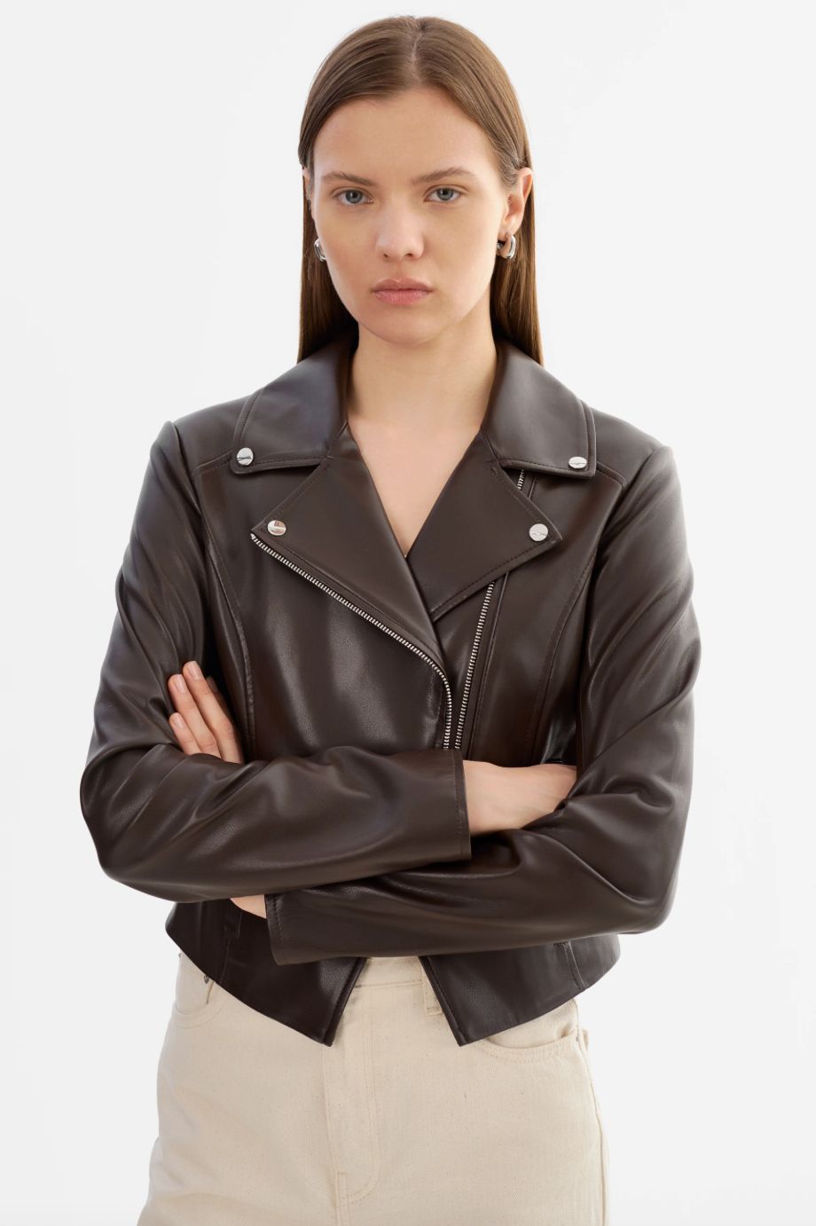 Lamarque Pascale Vegan Moto in Dark Brown