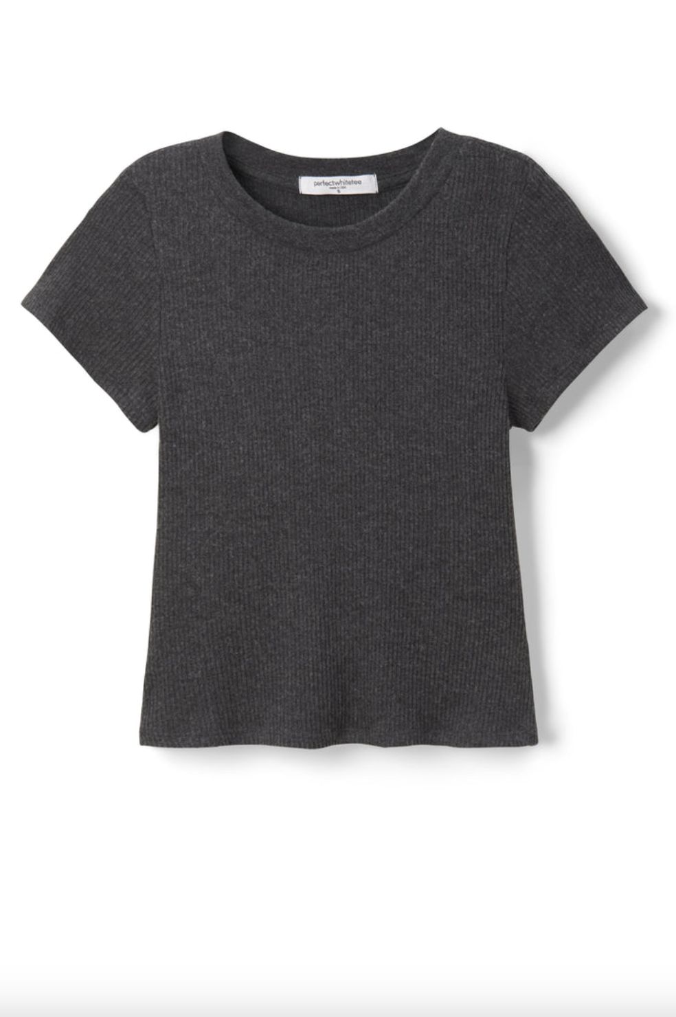 Perfect White Tee Gabby Crew Neck Tee in Charcoal