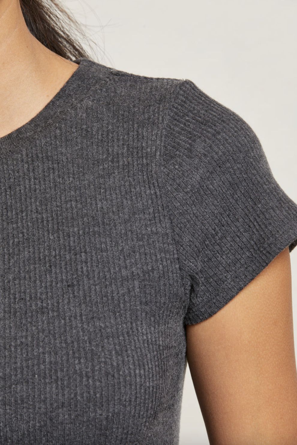 Perfect White Tee Gabby Crew Neck Tee in Charcoal