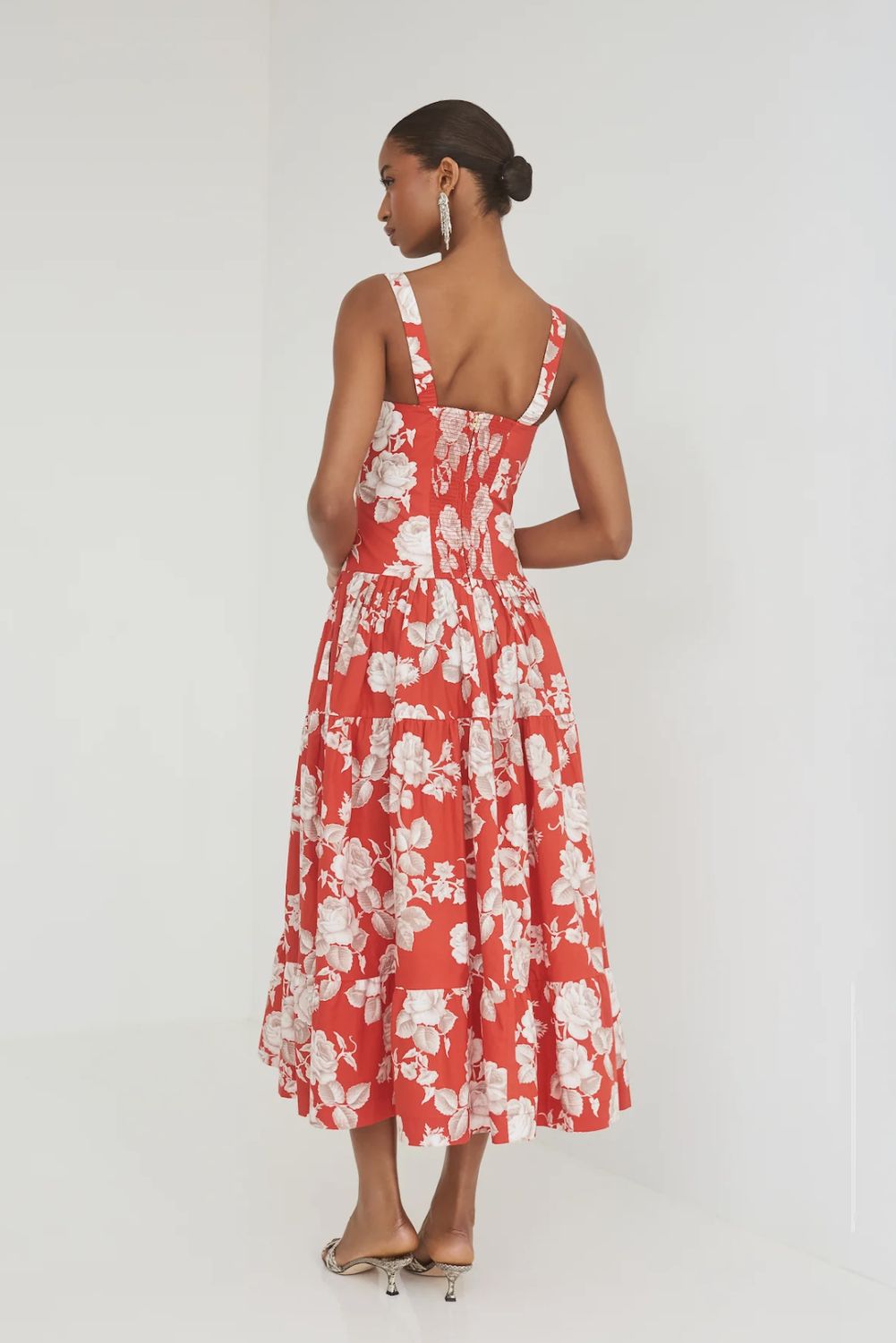 Cara Cara Santiago Midi Dress in Rosebud Red