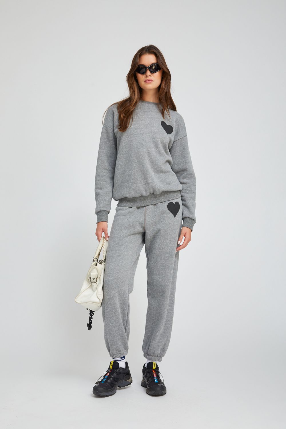 SPRWMN Heart Logo Joggers in Heather Grey