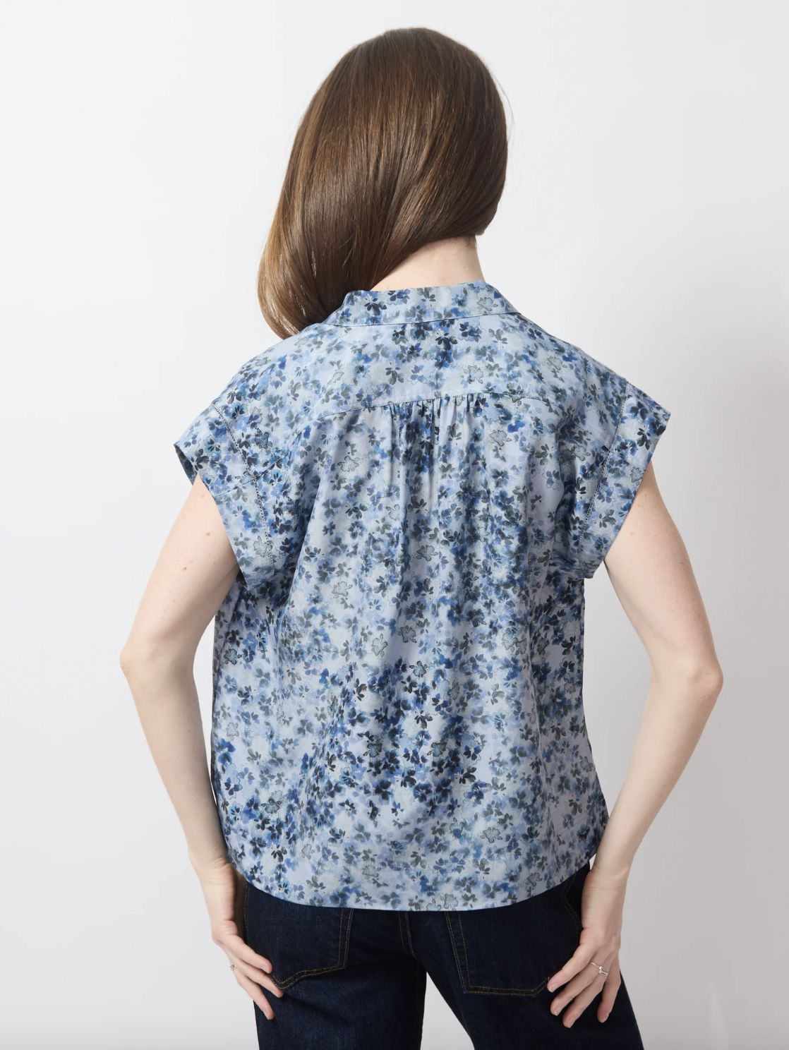 Go Silk Go Camp It Up Printed Shirt in Blue Jean Girl