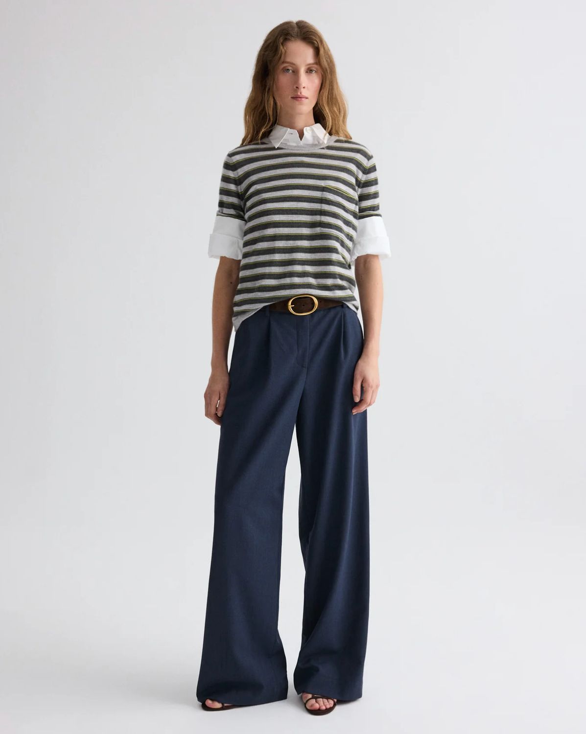 TWP Striped True Crewneck Cashmere Tee