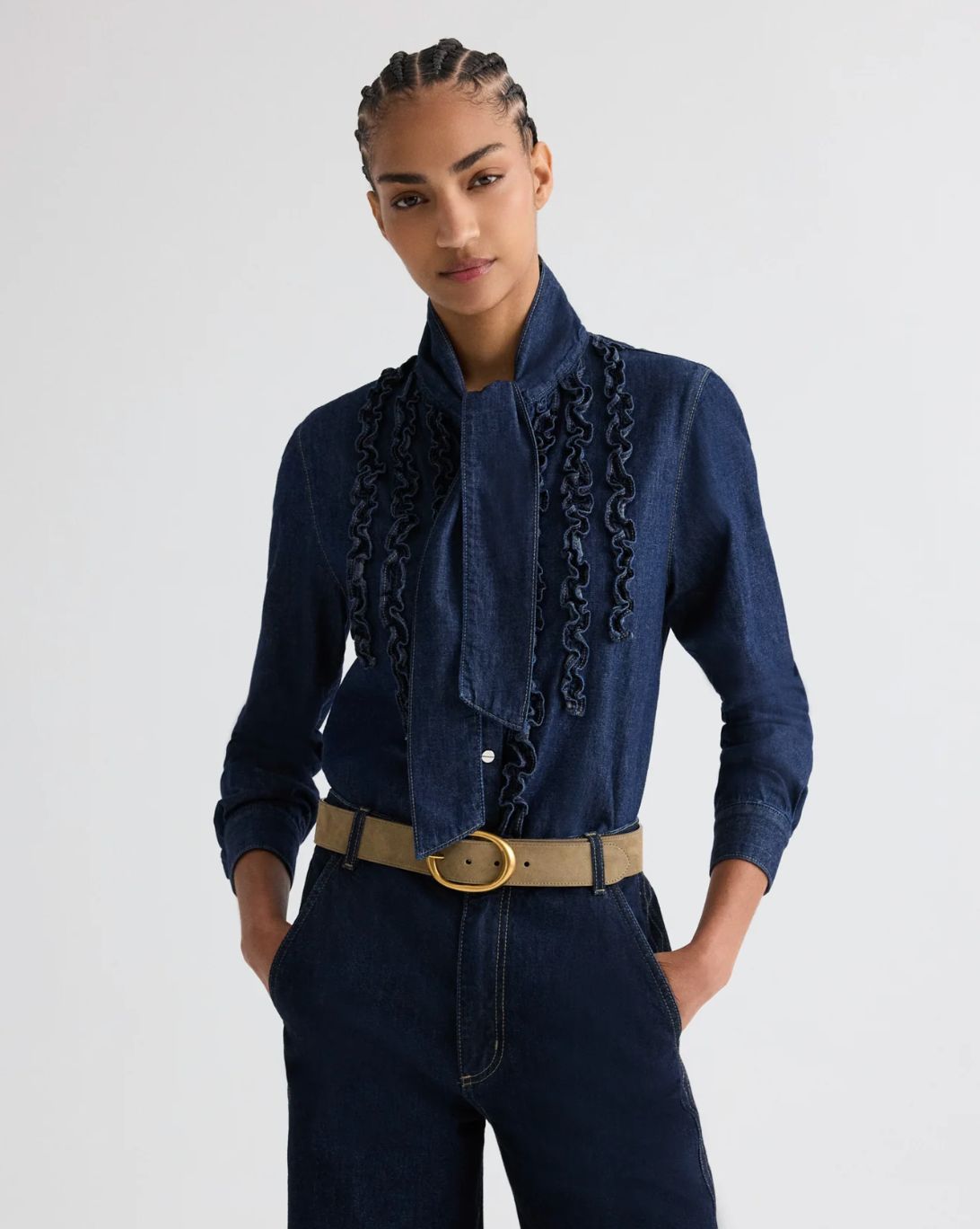 TWP Connor Denim Tuxedo Shirt