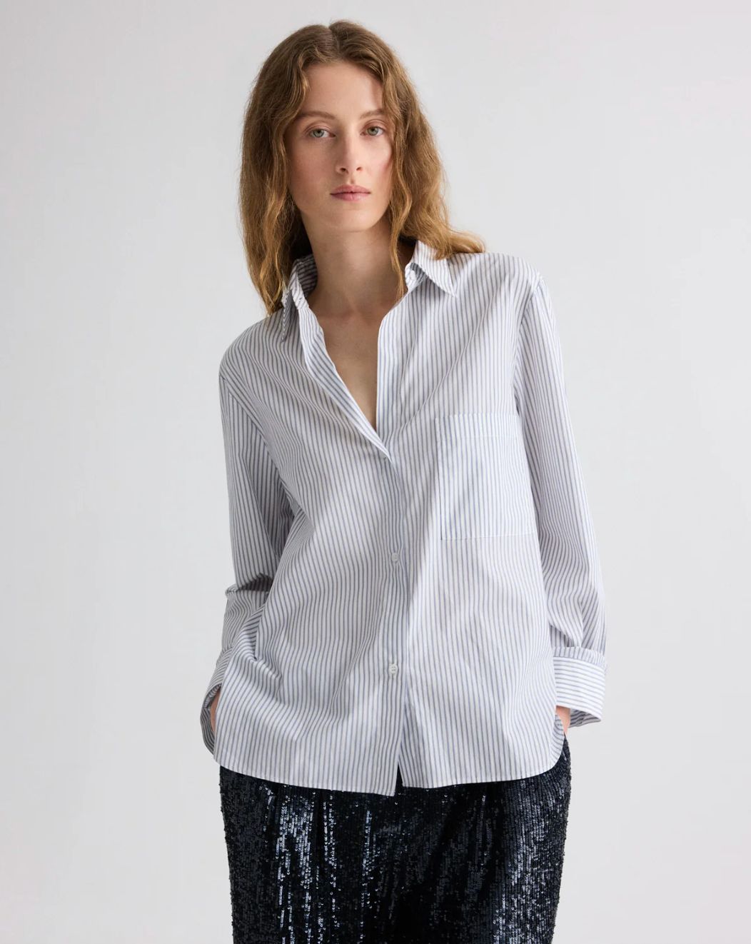 TWP Next Morning in White/Midnight Stripe