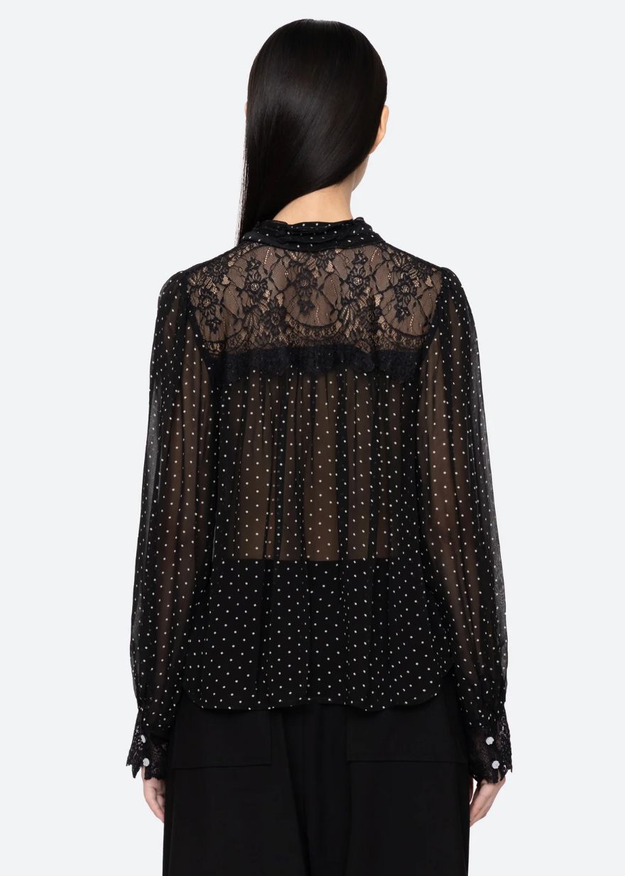 Sea-NY Melody Polka Dot Long Sleeve Top