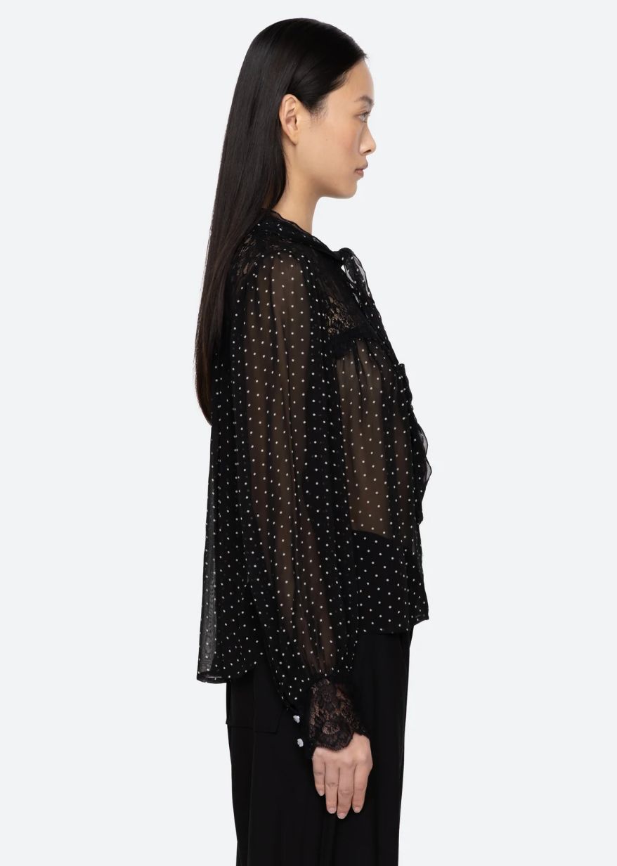 Sea-NY Melody Polka Dot Long Sleeve Top
