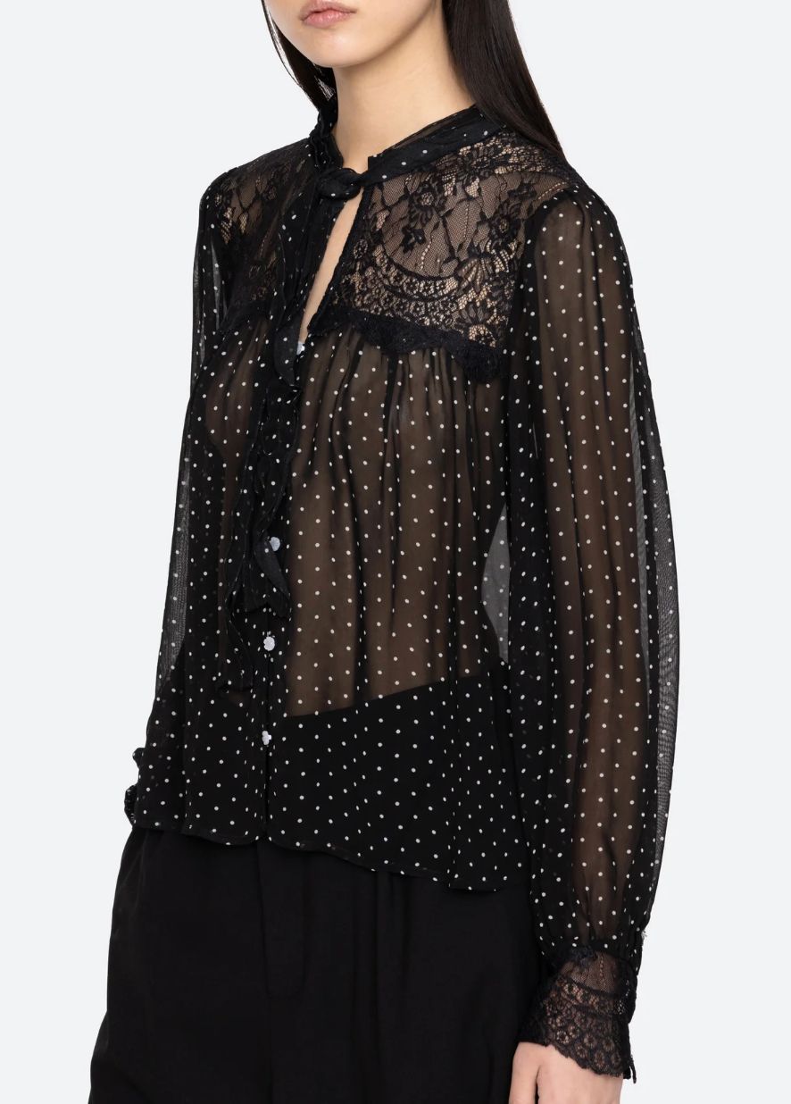 Sea-NY Melody Polka Dot Long Sleeve Top