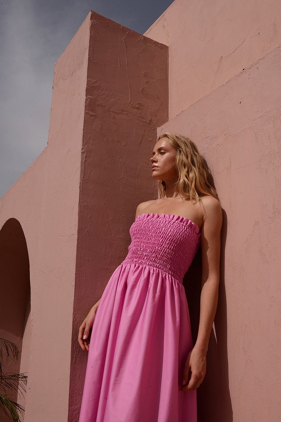 Kasia Cosmos Strapless Smoked Maxi Dress