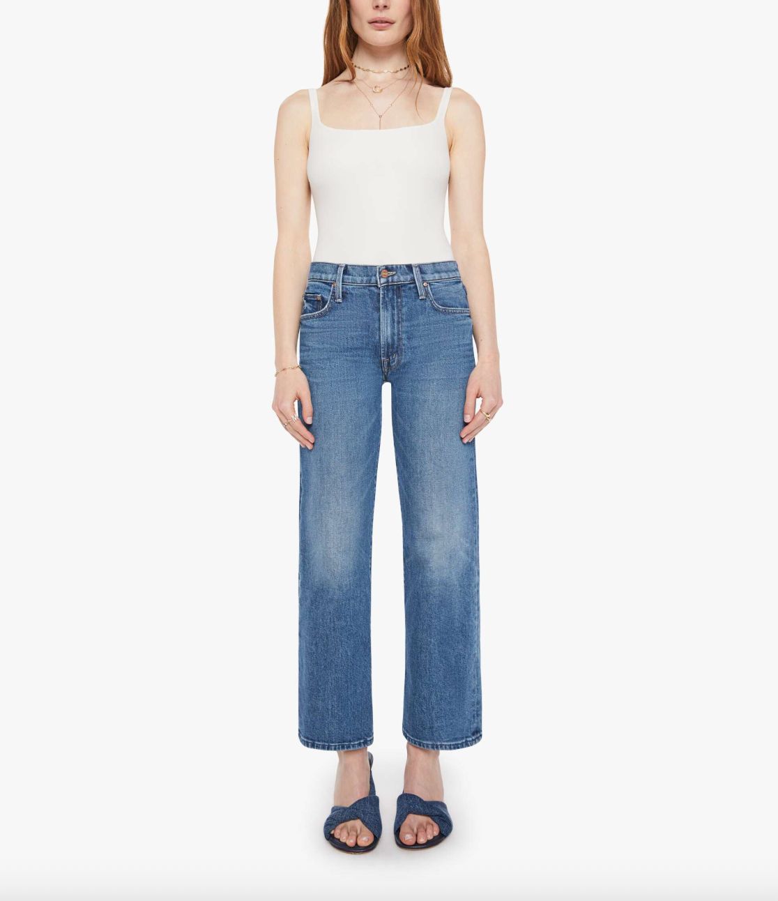 Mother Mid Rise Rambler Zip Ankle Jean in Tambourine Man