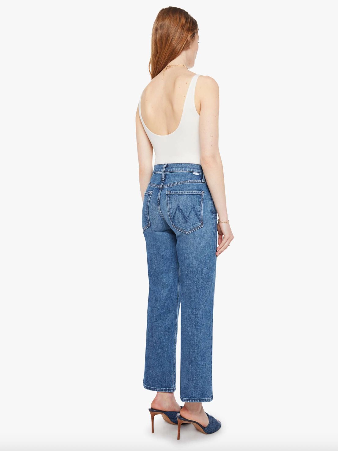 Mother Mid Rise Rambler Zip Ankle Jean in Tambourine Man
