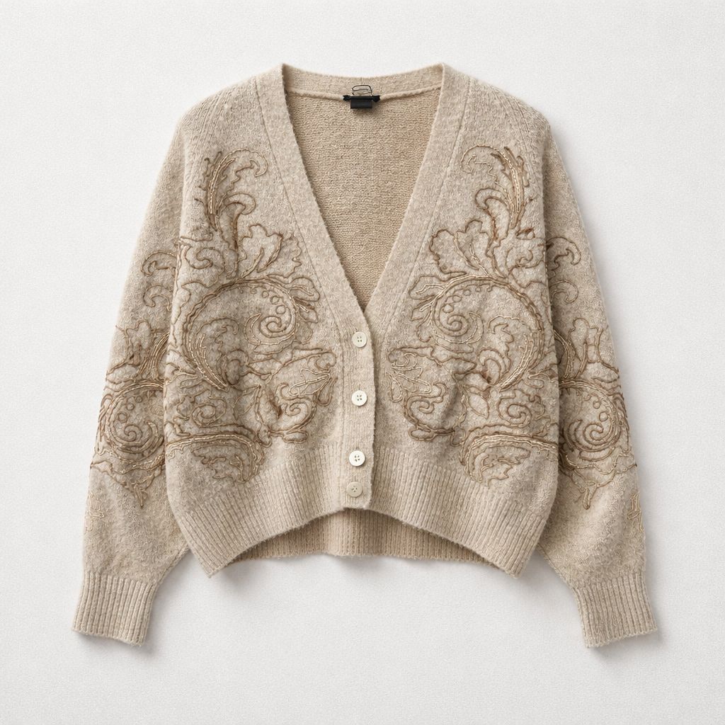 Avant Toi Handpainted Paisley Raffia Cardigan