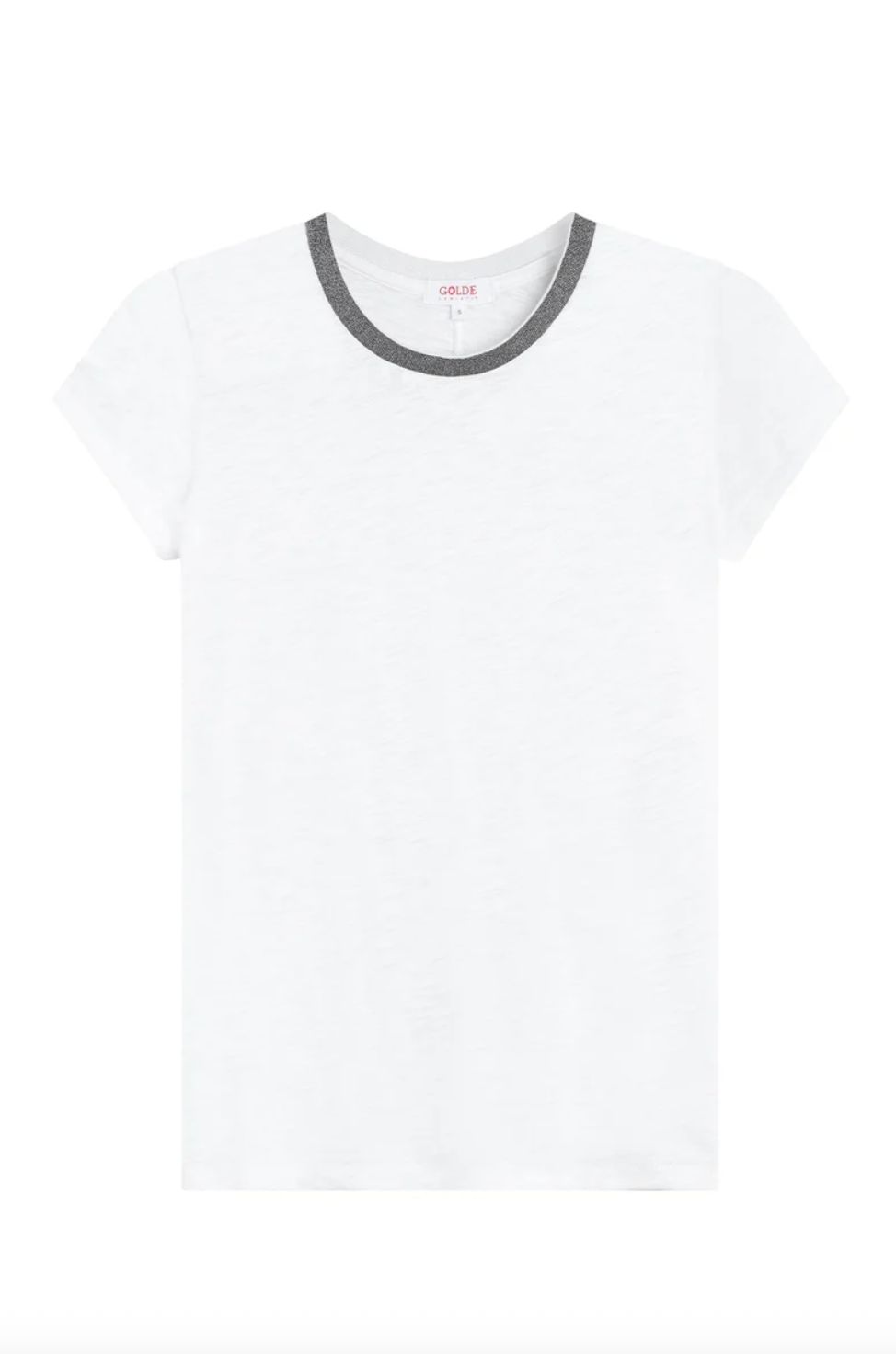 Goldie Short Sleeve White Metallic Ringer Tee