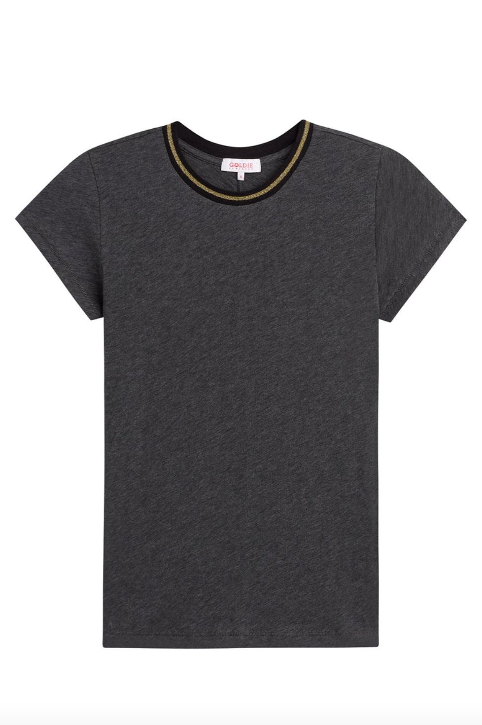 Goldie Short Sleeve Charcoal Tipped Ringer Tee