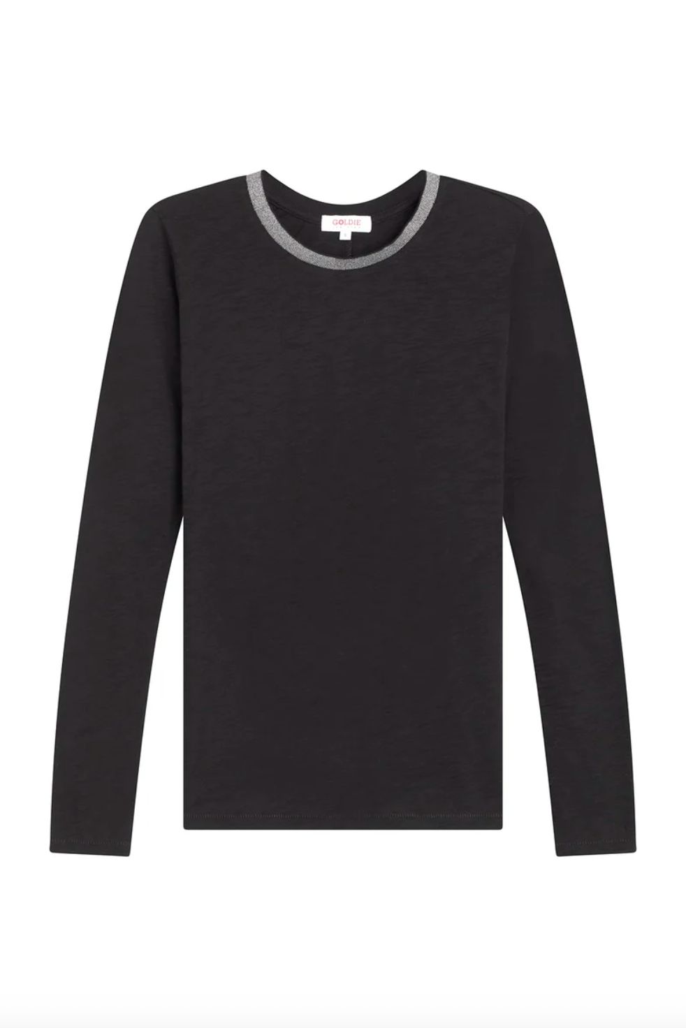Goldie Silver Metallic Tip Long Sleeve Black Tee