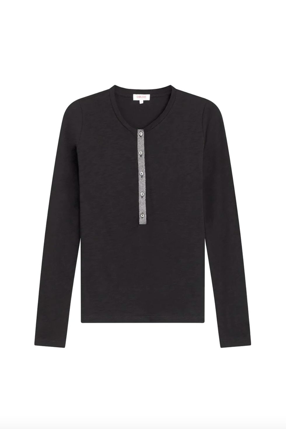 Goldie Long Sleeve Shimmer Placket Henley