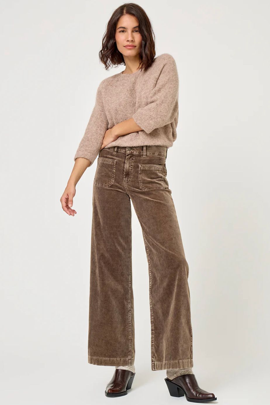 Five Lucia Corduroy Pant, Color: Mushroom, Size: 24