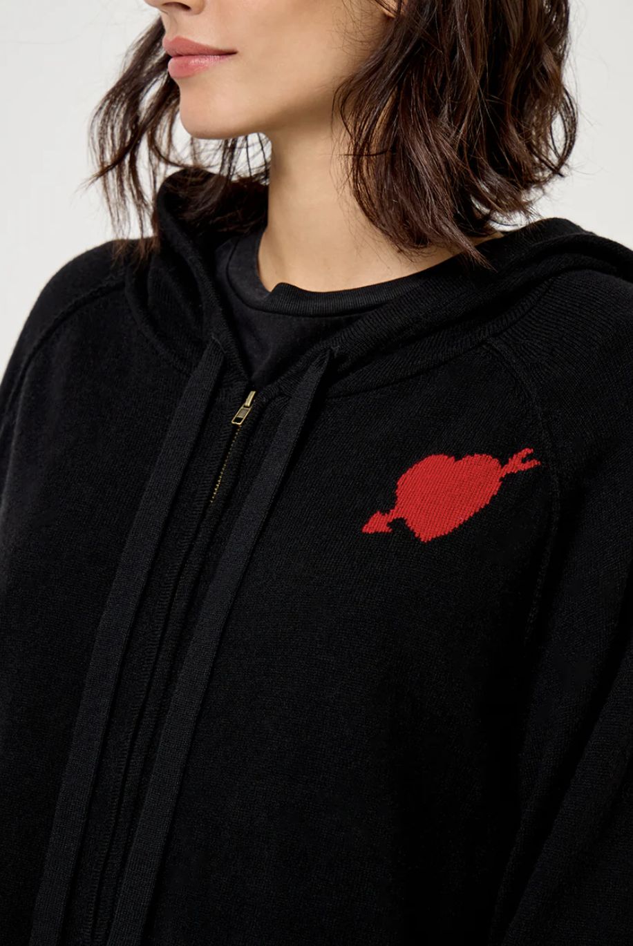 Five Hoodie With Heart Embellishment