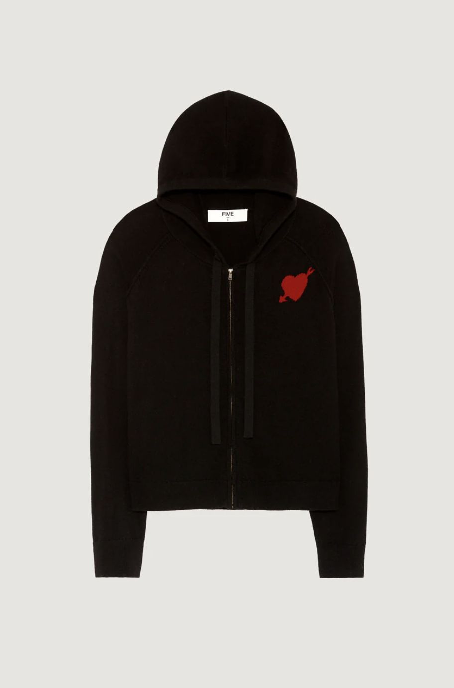 Five Hoodie With Heart Embellishment