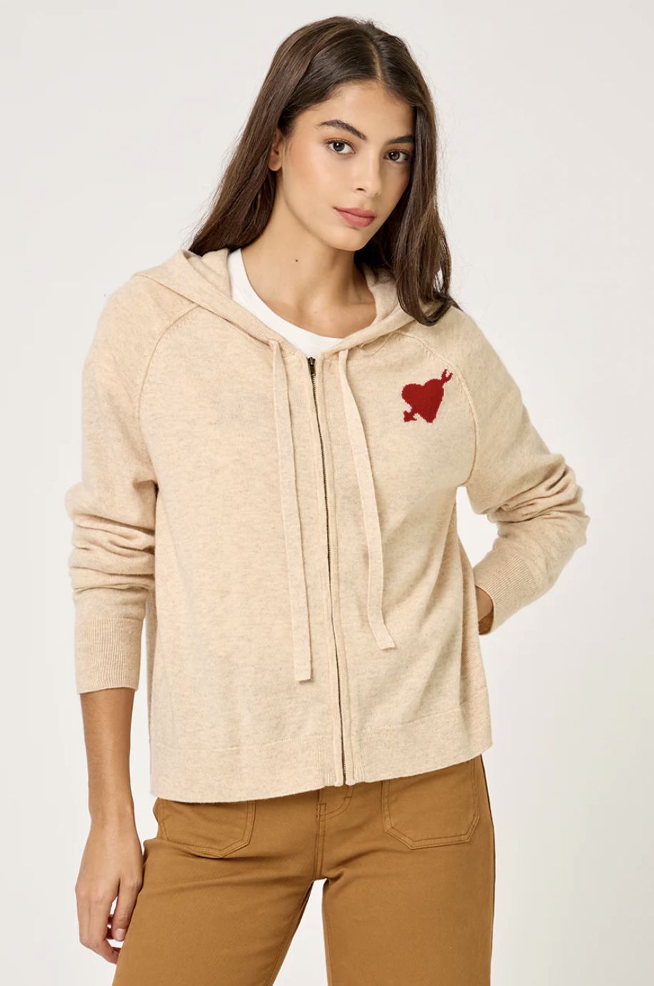 Five Hoodie With Heart Embellishment