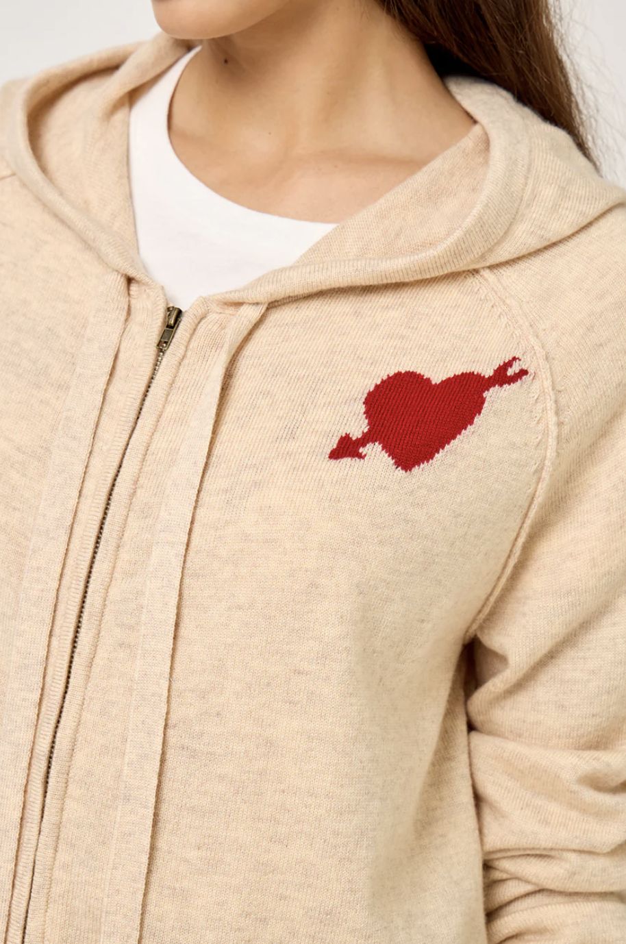 Five Hoodie With Heart Embellishment