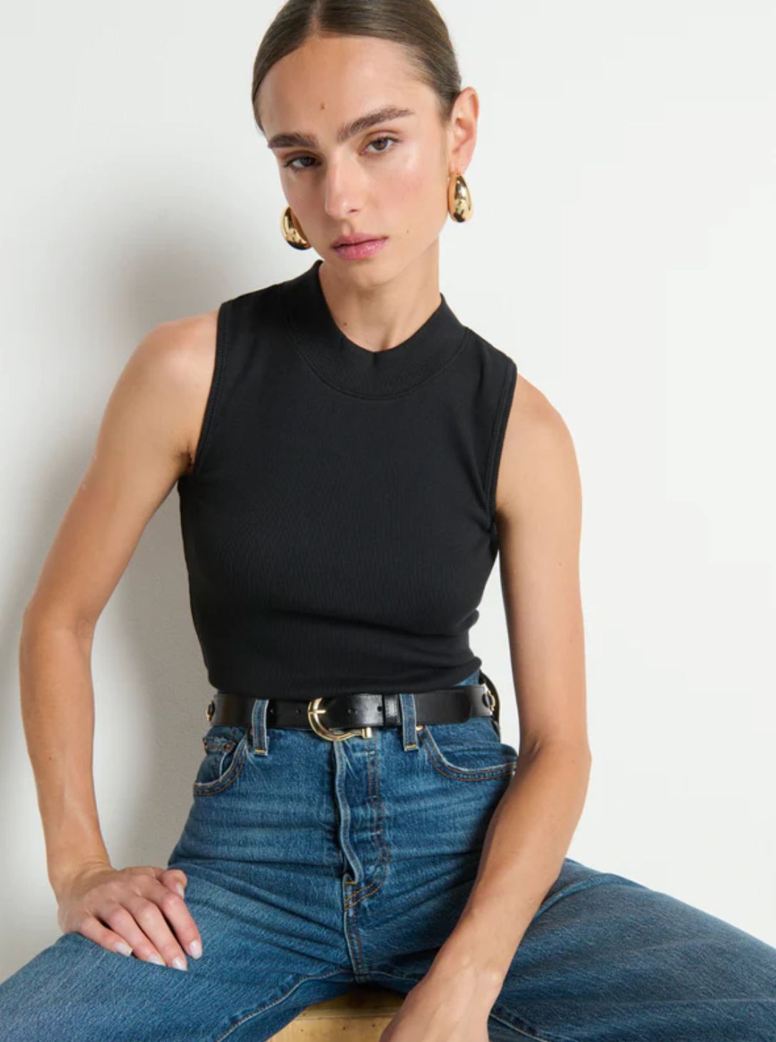 Nation Joan Sleeveless Mock Neck Tank
