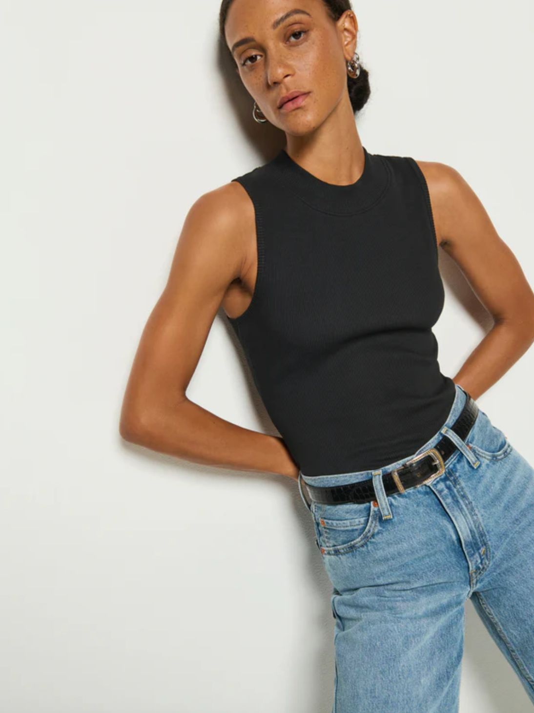 Nation Joan Sleeveless Mock Neck Tank