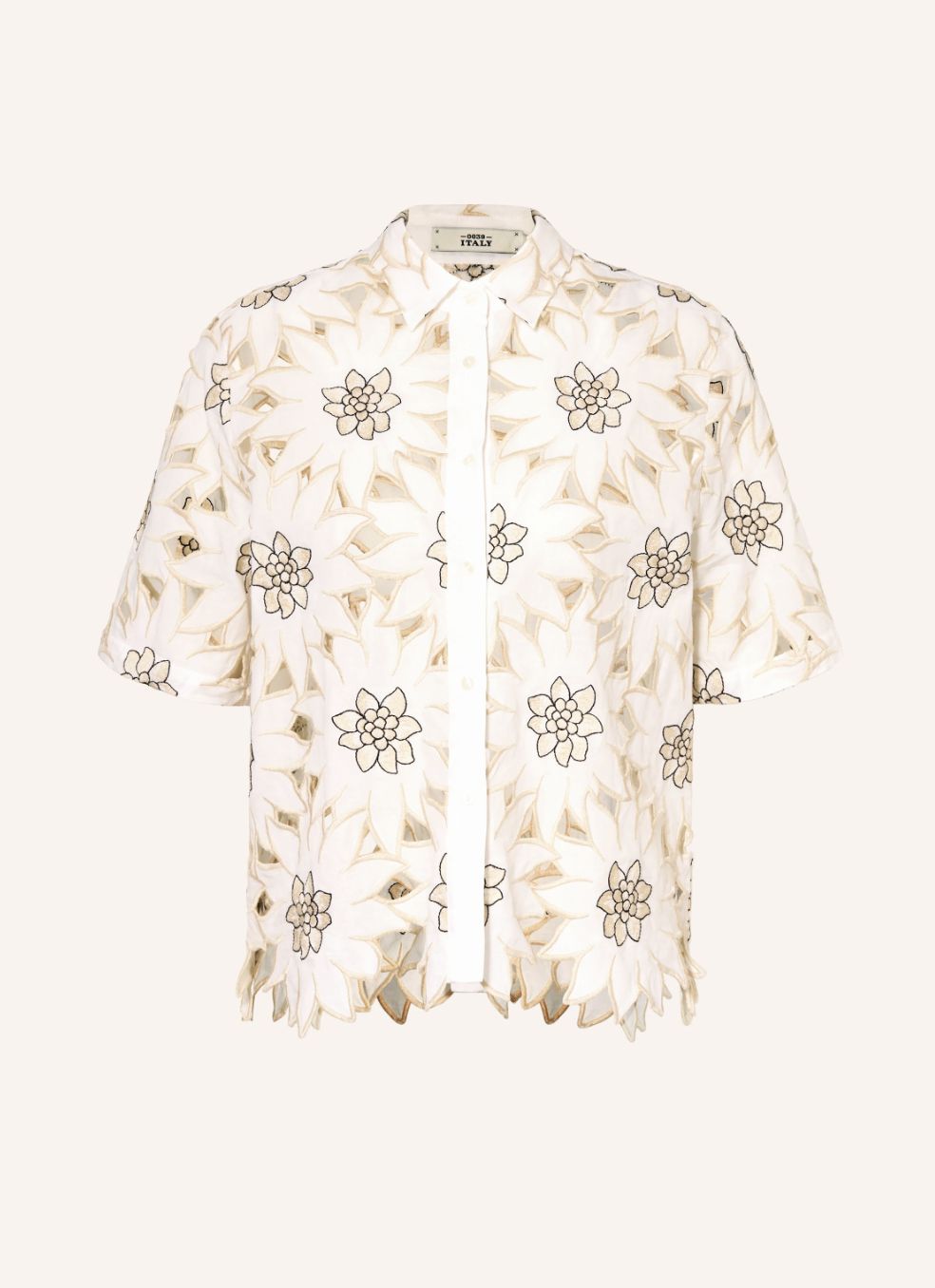 0039 Italy Bea Floral Openwork Blouse